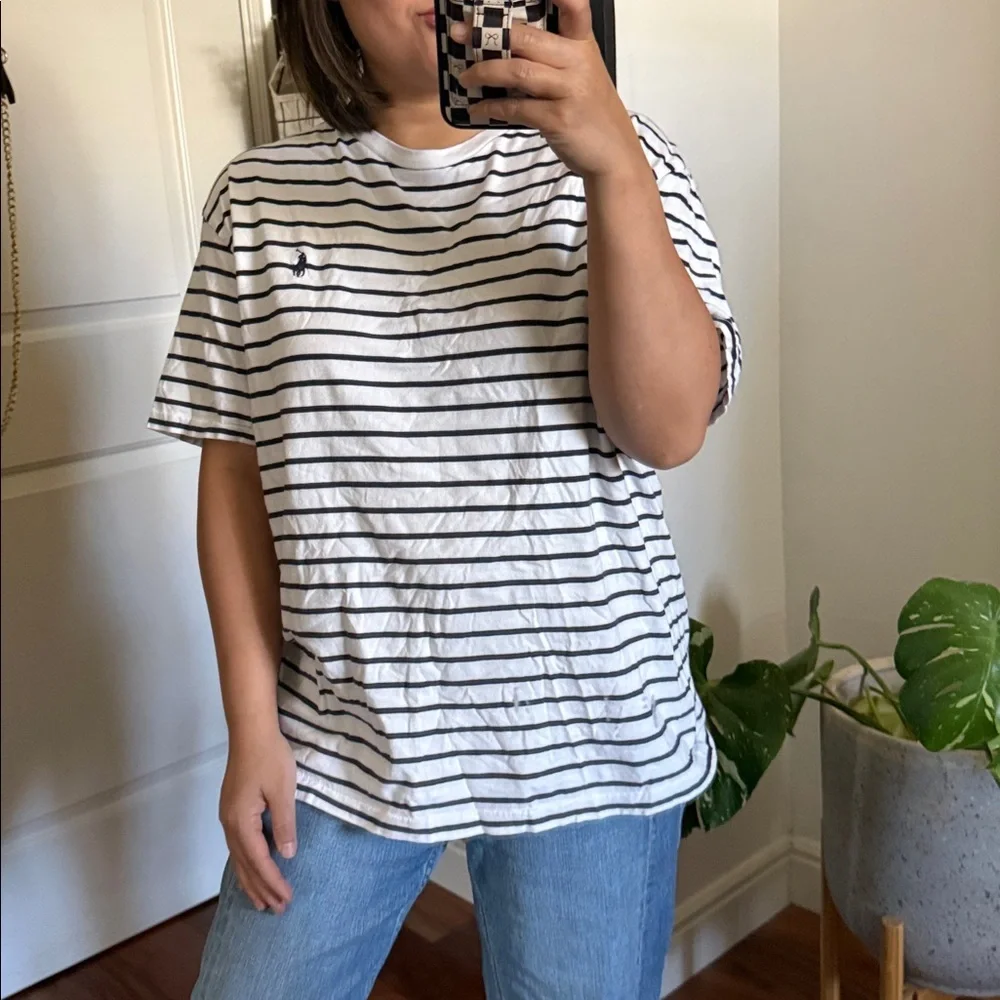 Polo Ralph Lauren Striped Boxy Unisex 100% Cotton Tee. L